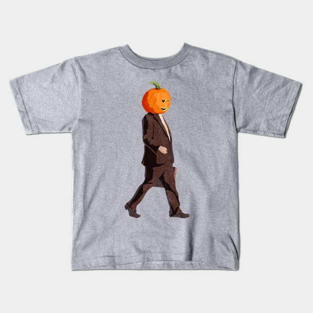 Dwight Schrute with a Pumpkin Head Kids T-Shirt by StrayArte